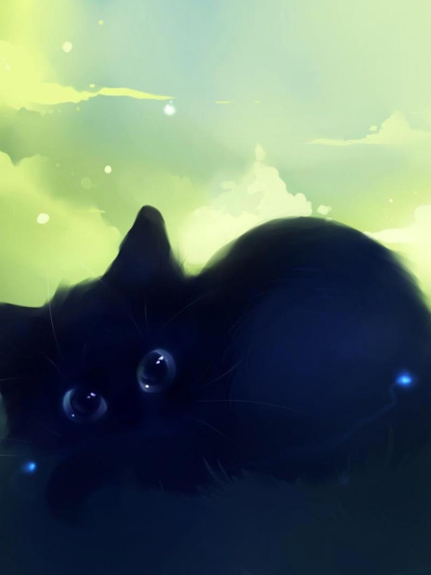 Fondo de pantalla Black Cat 480x640
