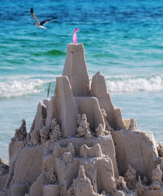 Sandcastles On Beach Picture for 240x320