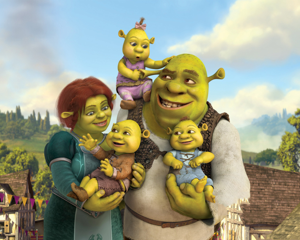 Shrek And Fiona's Babies wallpaper 1280x1024