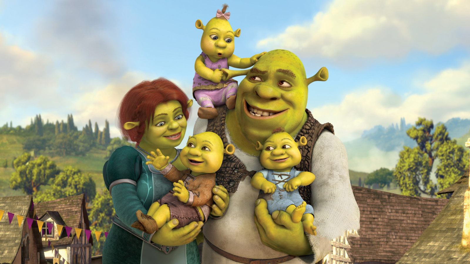 Sfondi Shrek And Fiona's Babies 1600x900