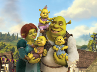 Das Shrek And Fiona's Babies Wallpaper 320x240