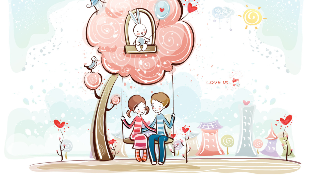 Das Cartoon Vector Couple Wallpaper 1280x720