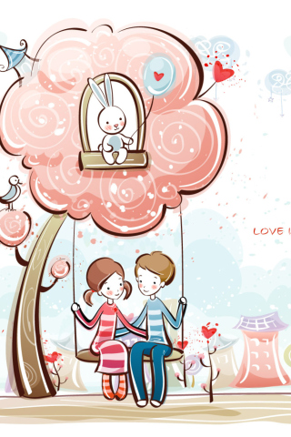 Обои Cartoon Vector Couple 320x480