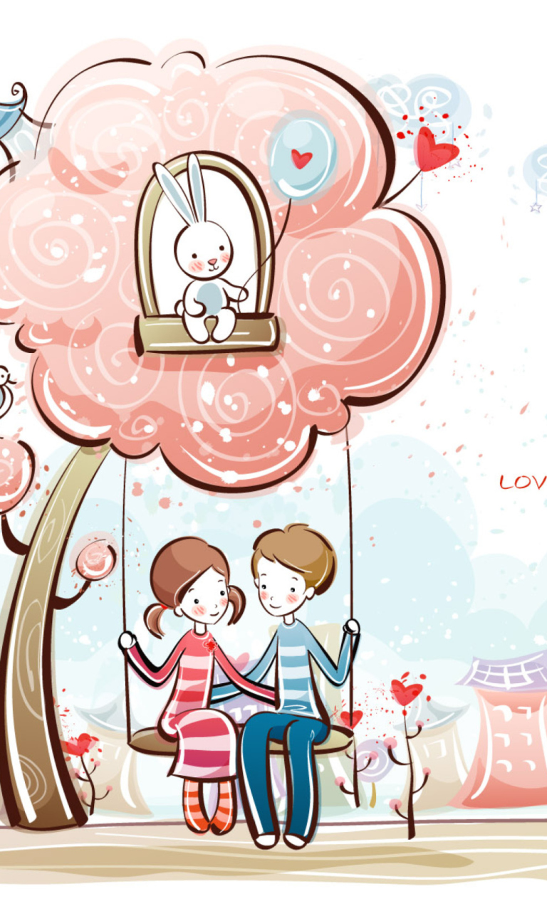 Cartoon Vector Couple wallpaper 768x1280