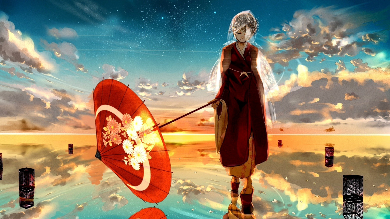 Screenshot №1 pro téma Vocaloid with Umbrella 1600x900