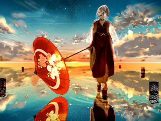 Vocaloid with Umbrella wallpaper 320x240