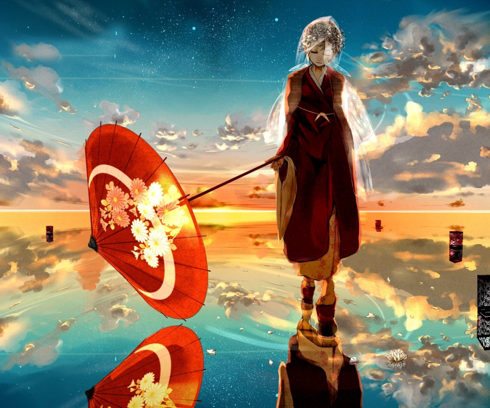 Fondo de pantalla Vocaloid with Umbrella 960x800