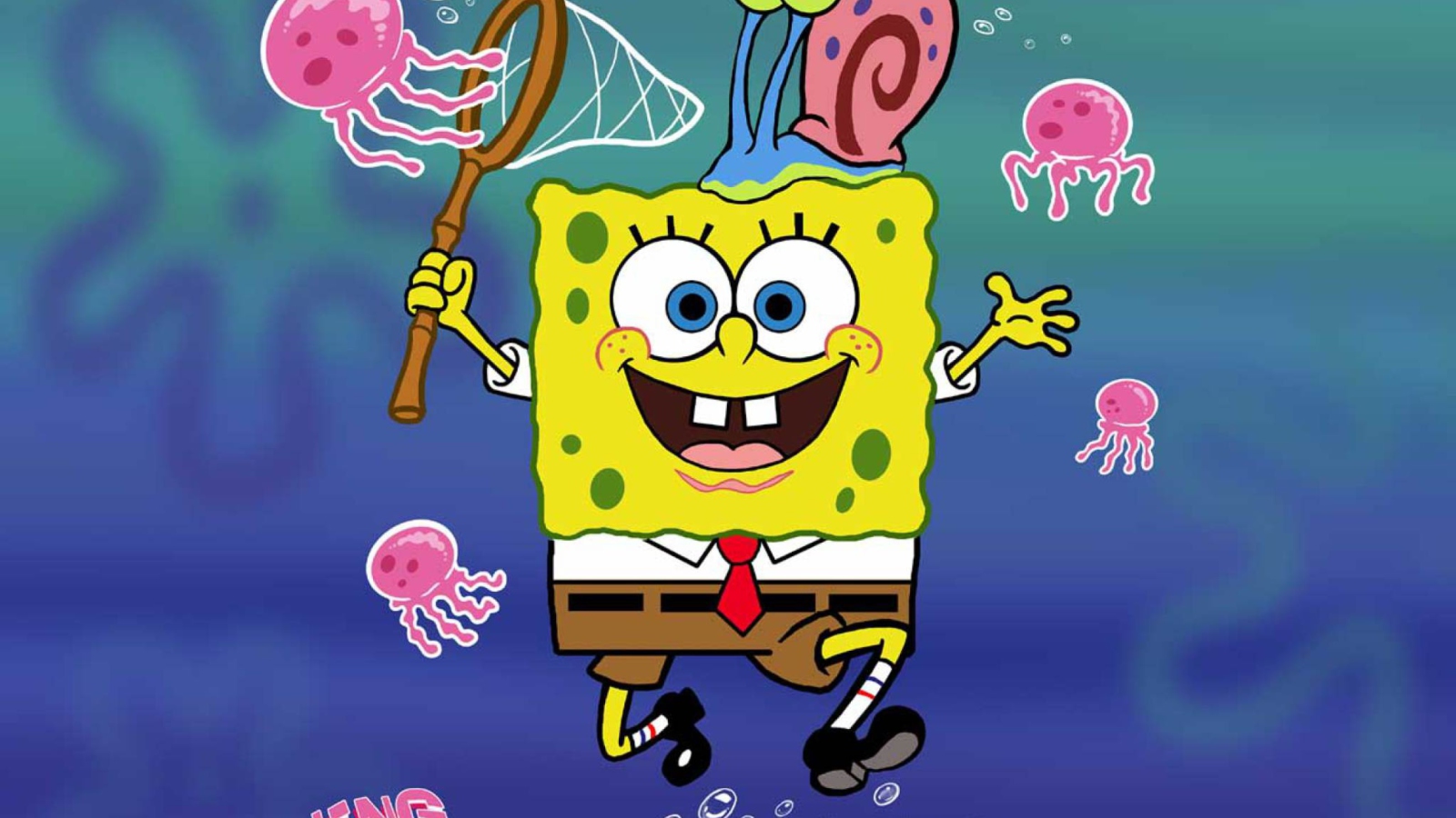 Screenshot №1 pro téma Spongebob And Jellyfish 1600x900