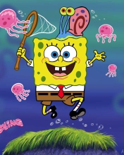 Обои Spongebob And Jellyfish 176x220