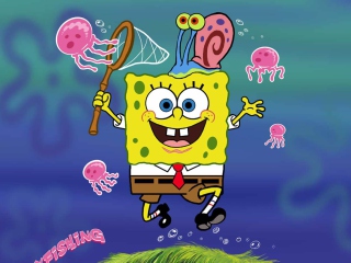 Обои Spongebob And Jellyfish 320x240