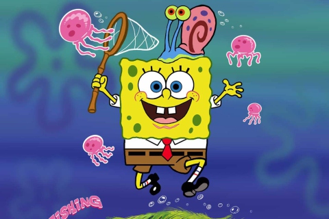 Spongebob And Jellyfish wallpaper 480x320