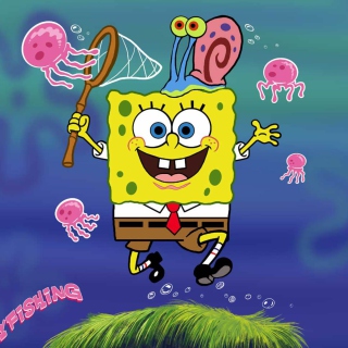 Spongebob And Jellyfish Wallpaper for iPad 2