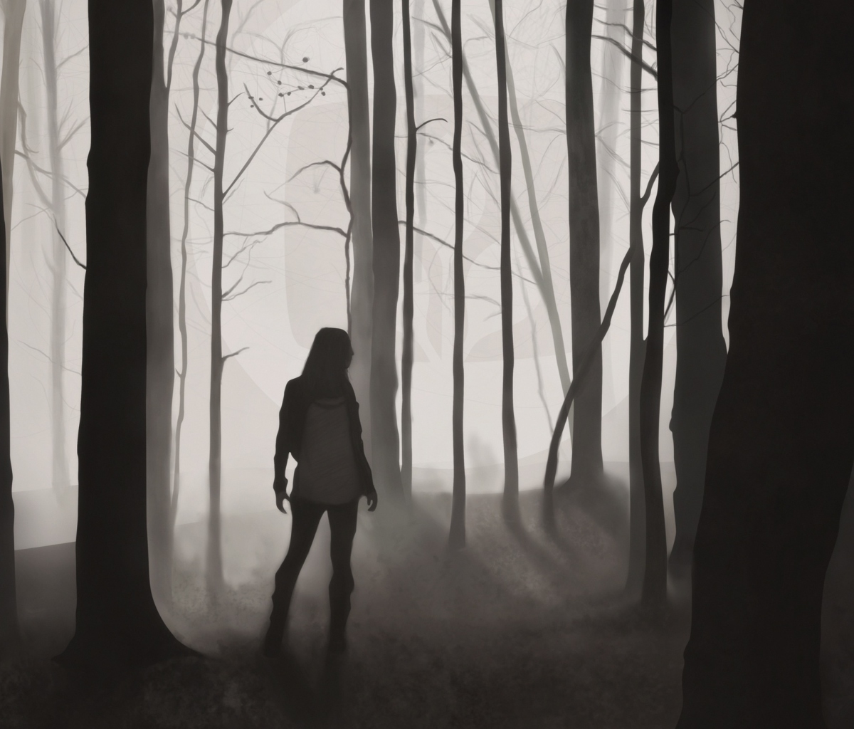 Girl In Forest Drawing wallpaper 1200x1024