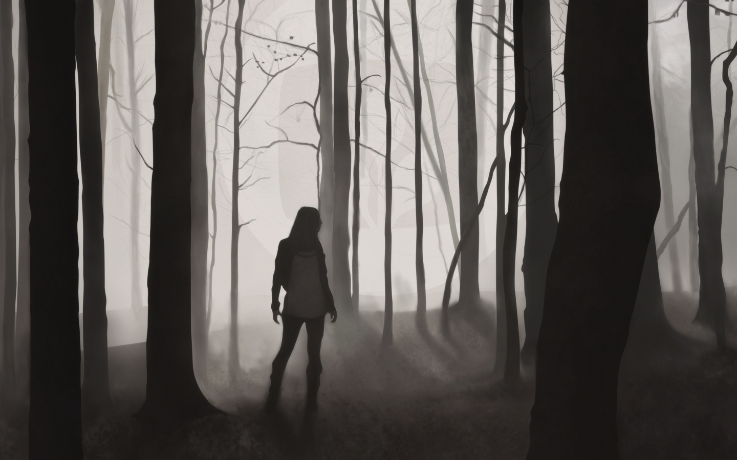 Sfondi Girl In Forest Drawing 1440x900