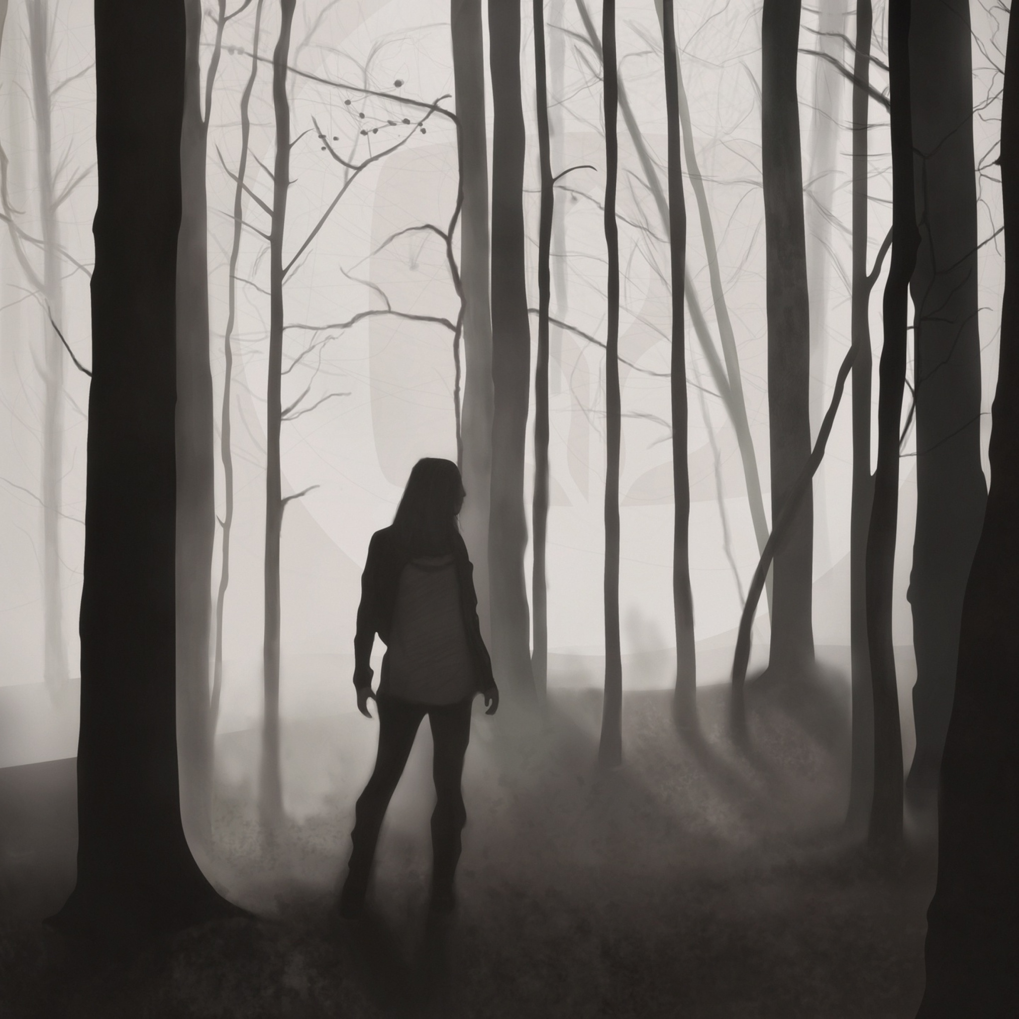Fondo de pantalla Girl In Forest Drawing 2048x2048