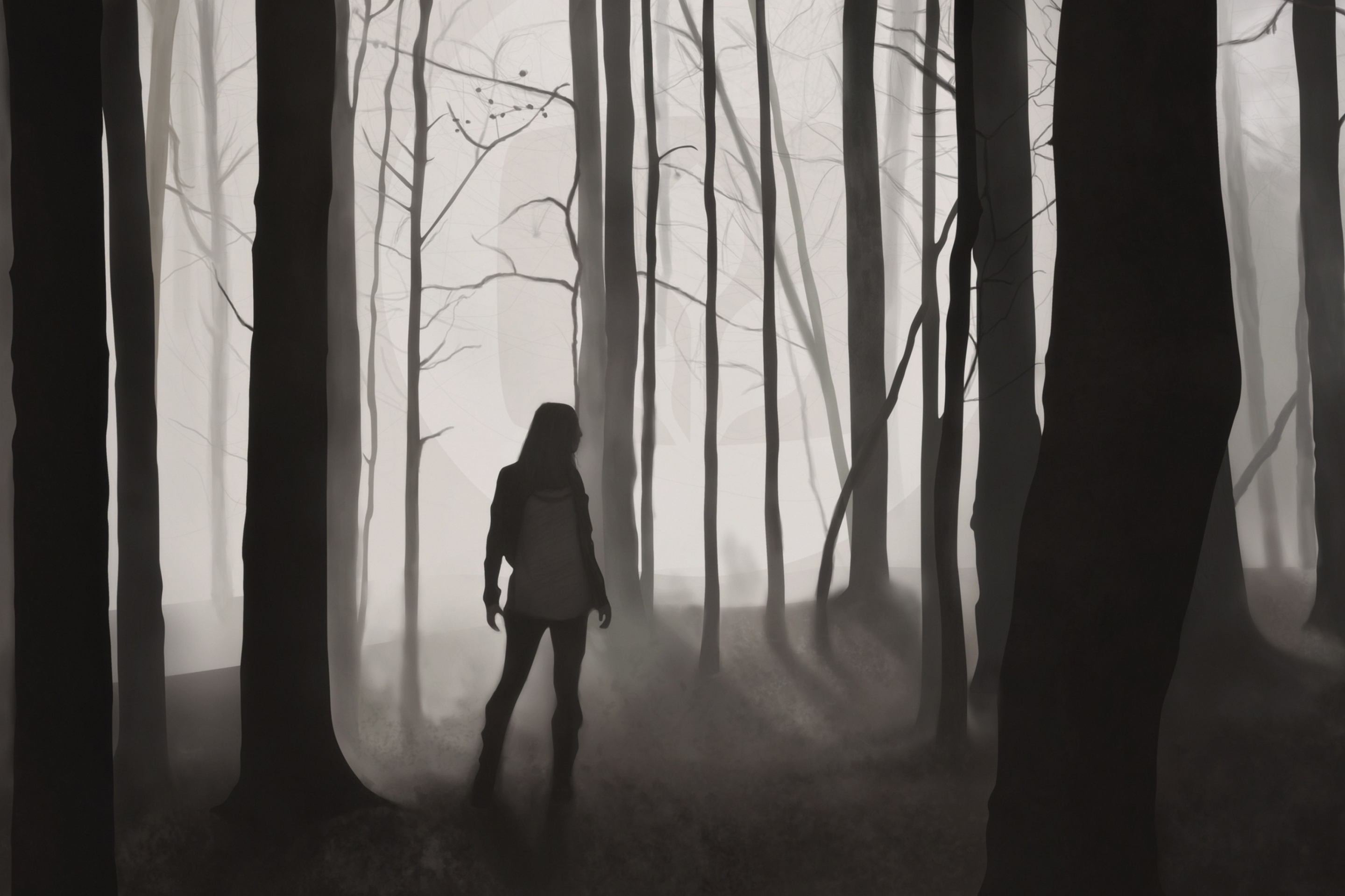 Girl In Forest Drawing wallpaper 2880x1920