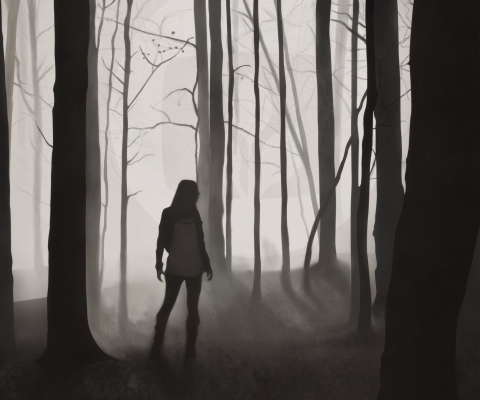 Screenshot №1 pro téma Girl In Forest Drawing 480x400