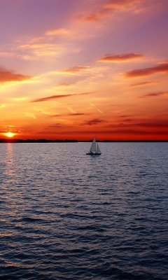 Ship In Sea At Sunset screenshot #1 240x400