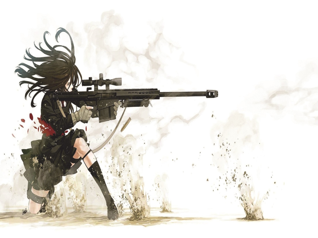 Fondo de pantalla Rifle Anime Sniper 1024x768