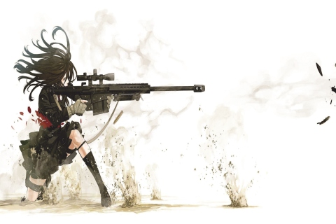 Fondo de pantalla Rifle Anime Sniper 480x320