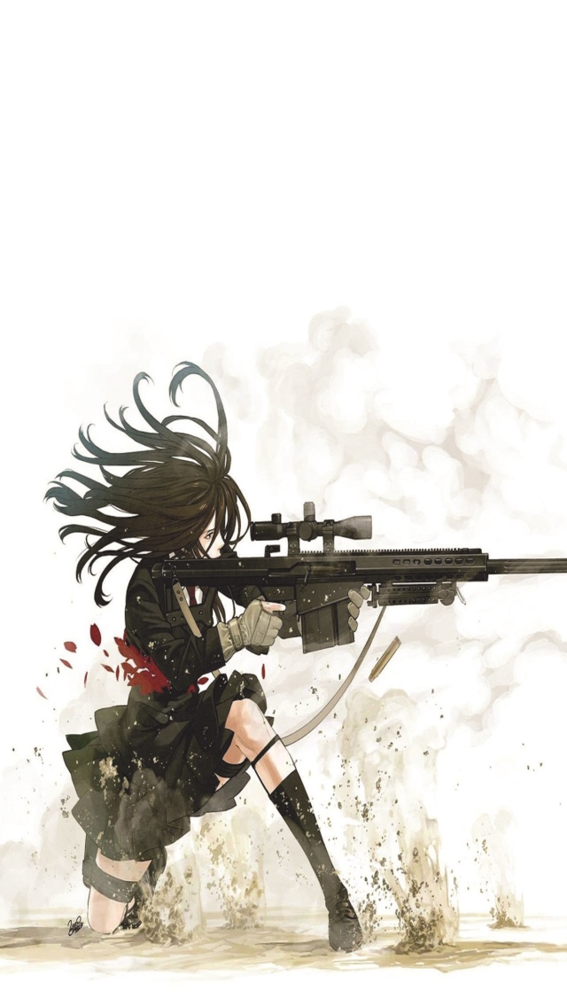 Fondo de pantalla Rifle Anime Sniper 640x1136