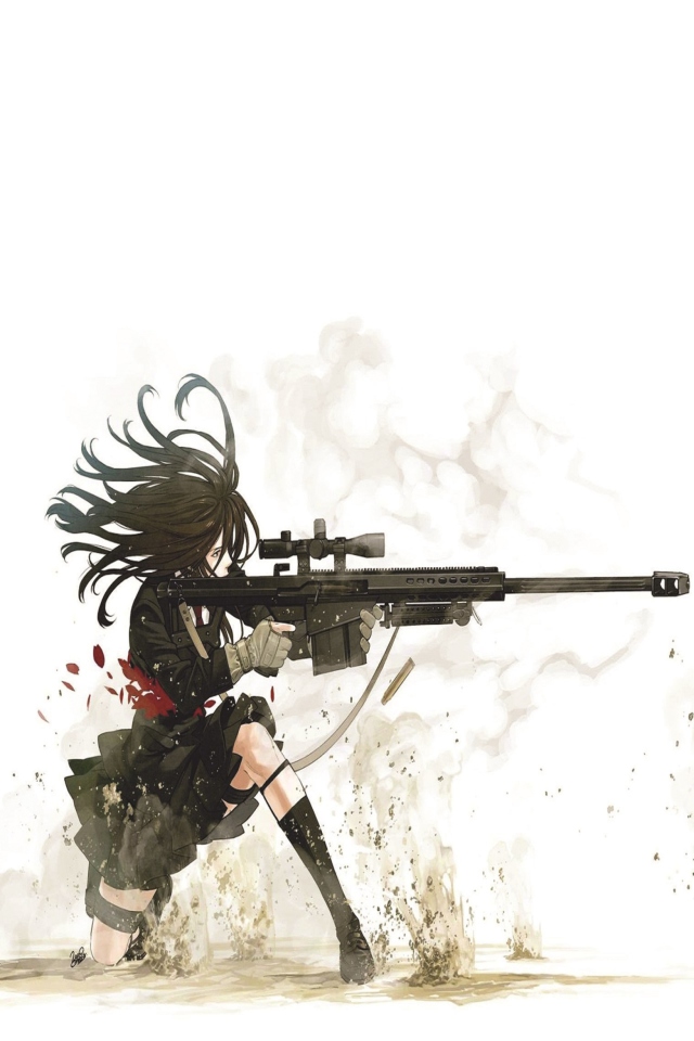 Fondo de pantalla Rifle Anime Sniper 640x960