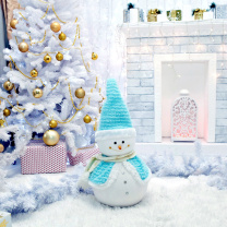 Das Christmas Tree and Snowman Wallpaper 208x208