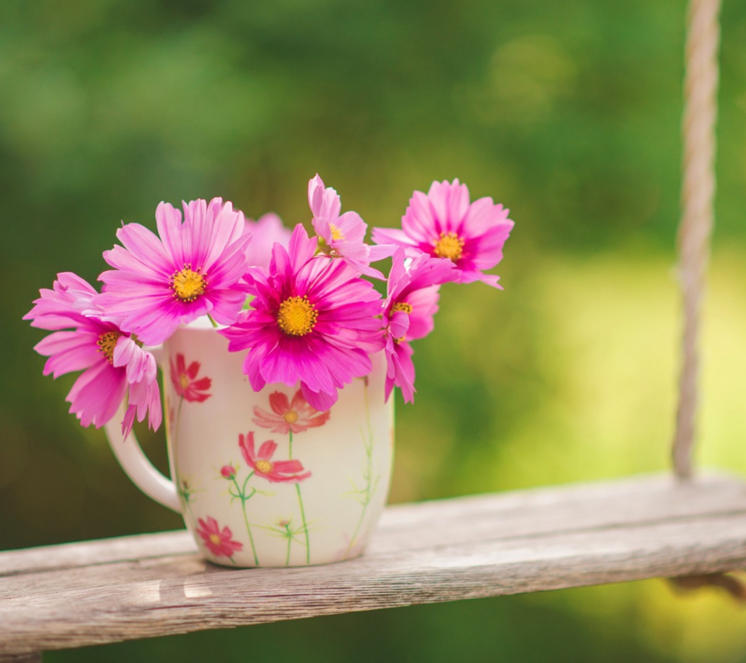 Das Pink Garden Cosmos Mini Bouquet Wallpaper 1080x960