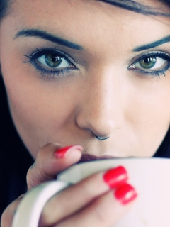 Girl Drinking Coffee wallpaper 240x320