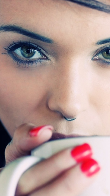 Girl Drinking Coffee wallpaper 360x640