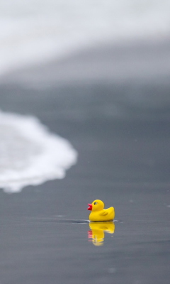 Yellow Rubber Duck At Beach screenshot #1 240x400
