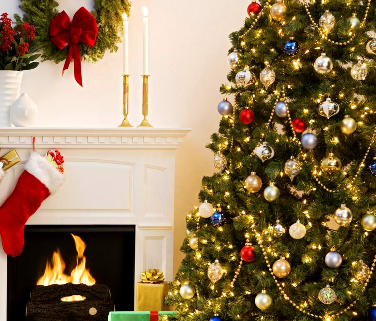 Das Holiday Fireplace Wallpaper 1200x1024