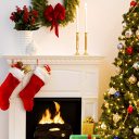 Das Holiday Fireplace Wallpaper 128x128