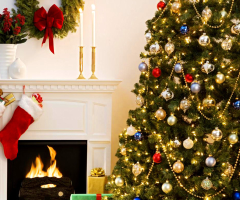 Fondo de pantalla Holiday Fireplace 480x400