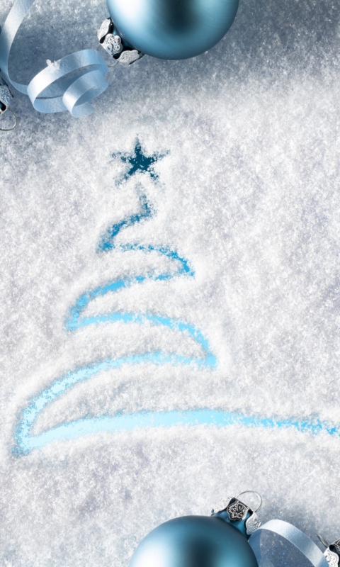 Das Snowy Christmas Tree Wallpaper 480x800