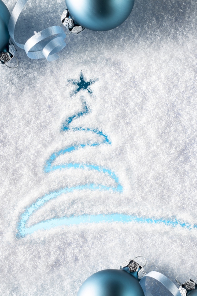 Snowy Christmas Tree wallpaper 640x960