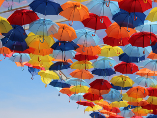 Umbrellas In Sky wallpaper 320x240