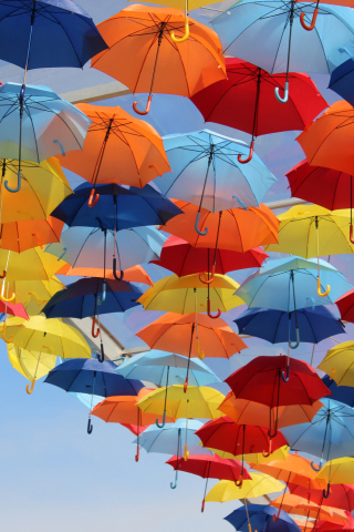 Umbrellas In Sky wallpaper 320x480