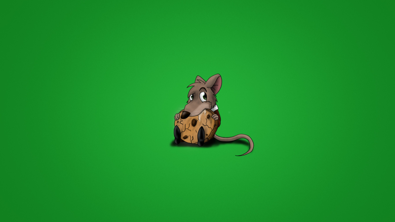 Обои Little Mouse With Cookie 1366x768
