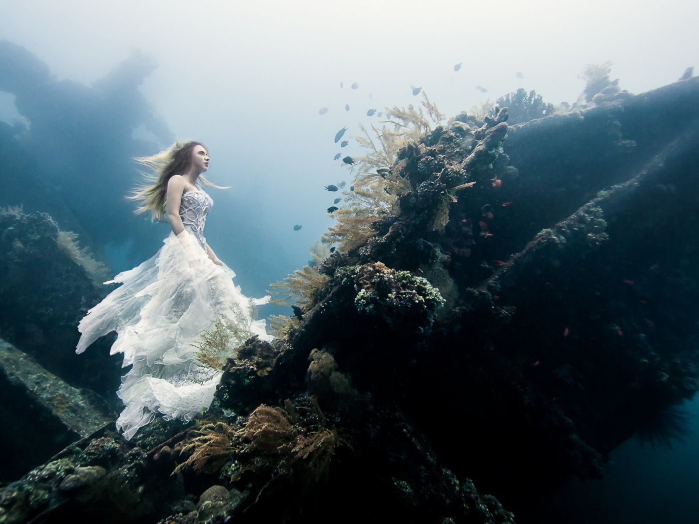 Das Underwater Princess Wallpaper 1400x1050