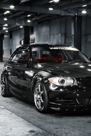 Обои BMW 135i Black Kit Tuning 320x480