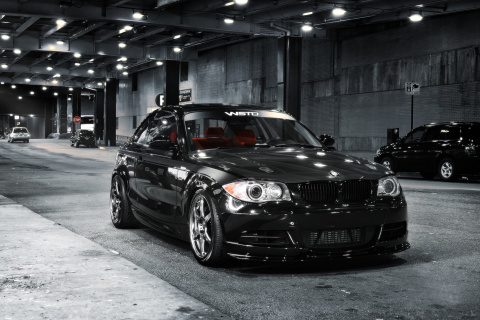 BMW 135i Black Kit Tuning wallpaper 480x320