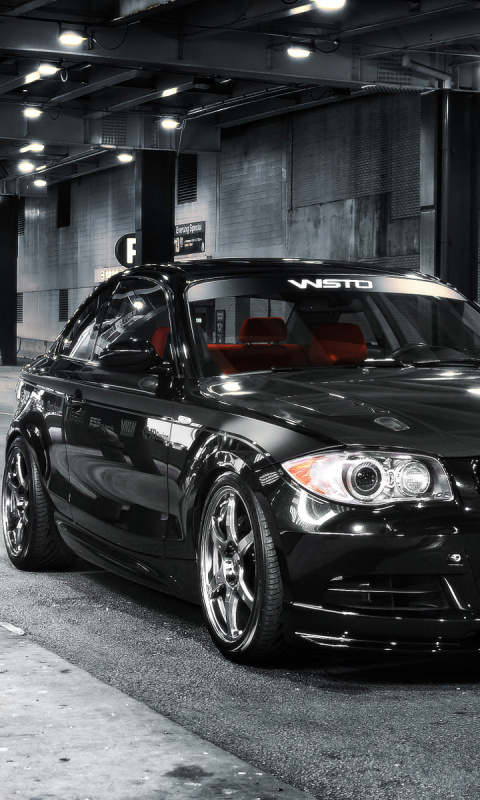 Das BMW 135i Black Kit Tuning Wallpaper 480x800