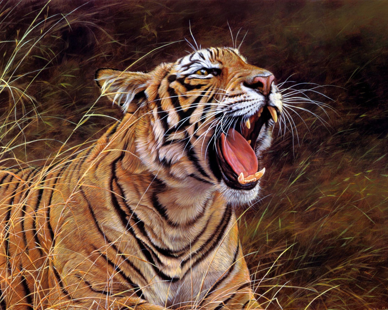 Tiger In The Grass wallpaper 1280x1024