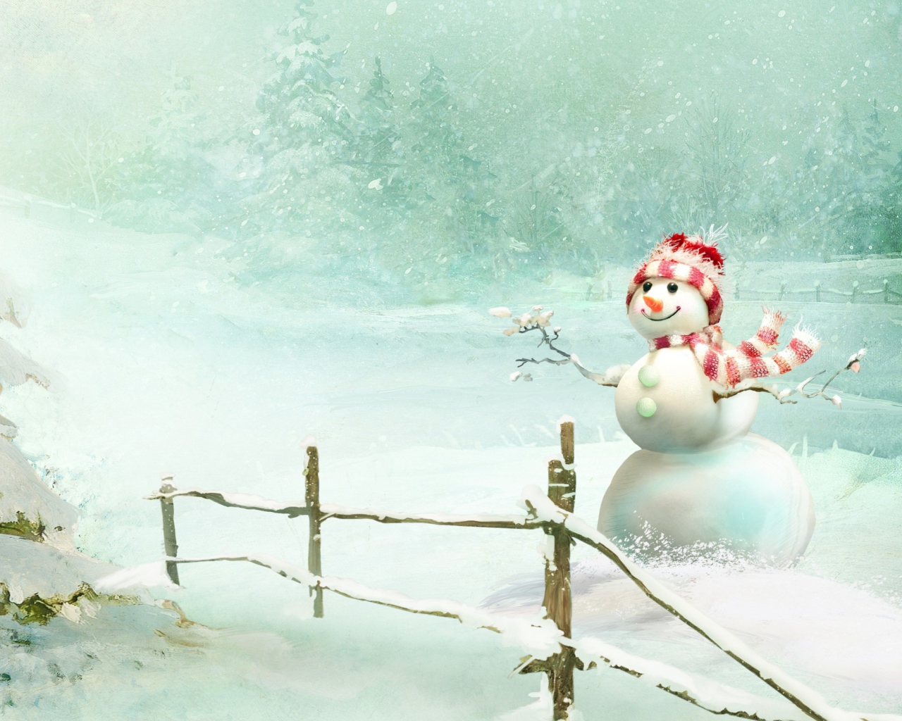 Happy Snowman wallpaper 1280x1024
