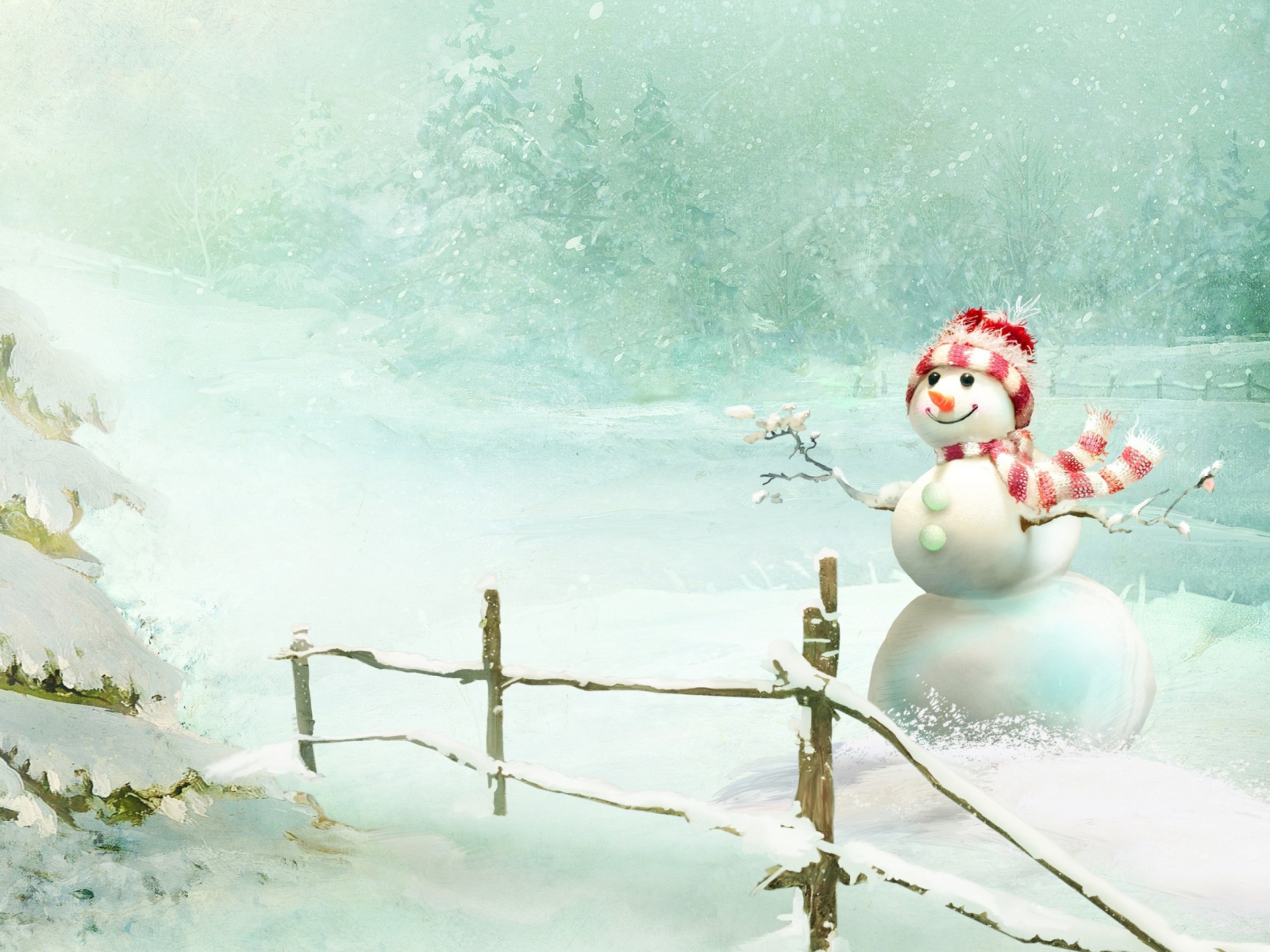 Happy Snowman wallpaper 1600x1200