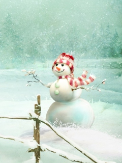Das Happy Snowman Wallpaper 240x320