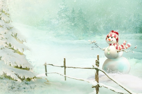 Das Happy Snowman Wallpaper 480x320