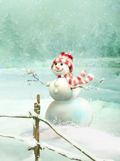 Обои Happy Snowman 480x640