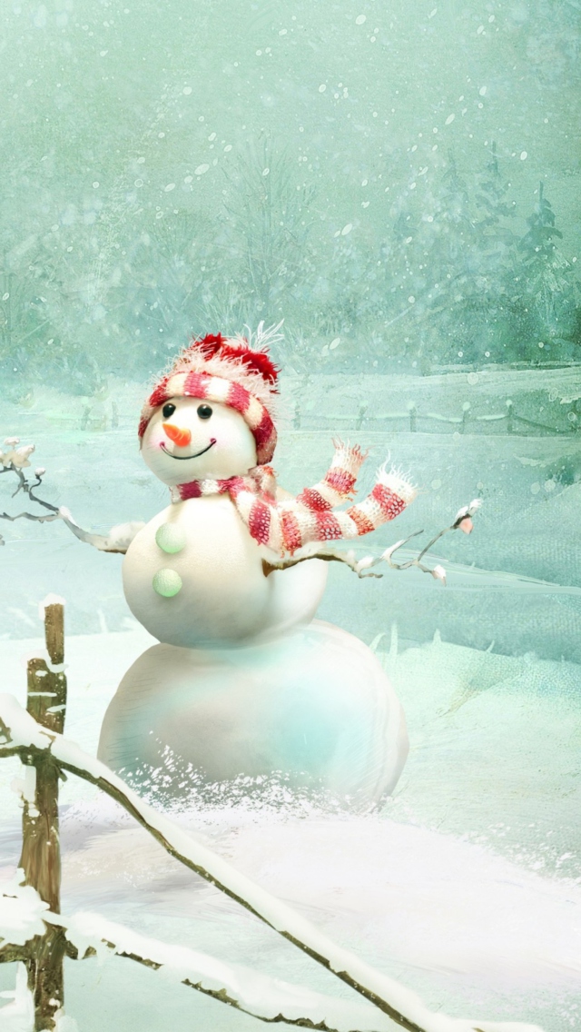 Das Happy Snowman Wallpaper 640x1136